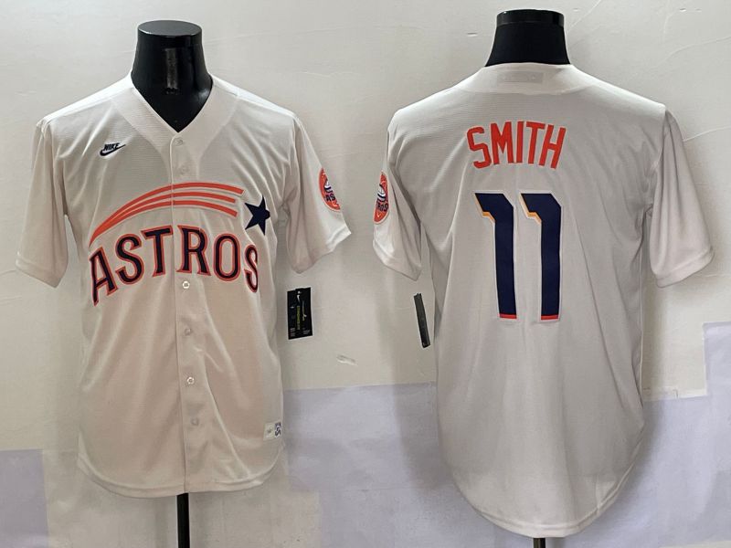 Men Houston Astros #11 Smith Cream Five generations Joint Name 2025 Nike MLB Jersey style 1